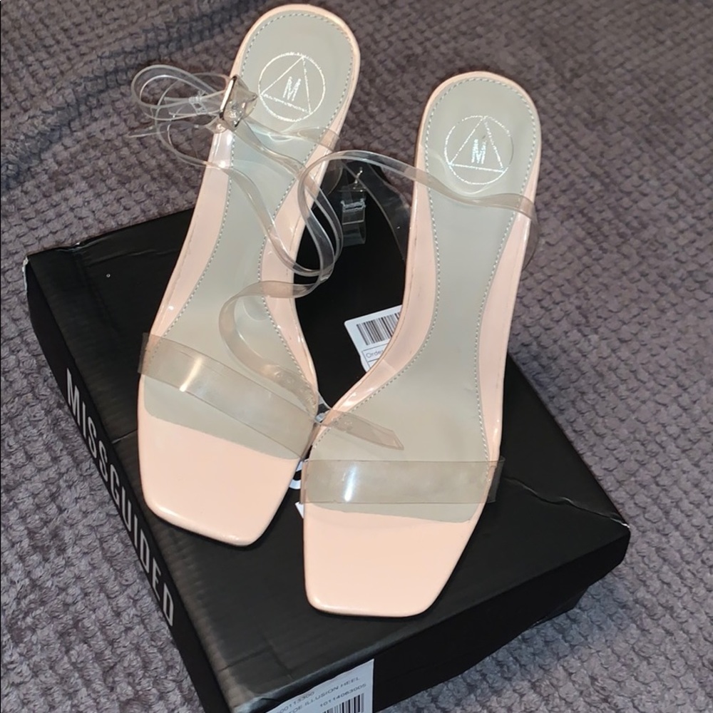 Square toe clear heels